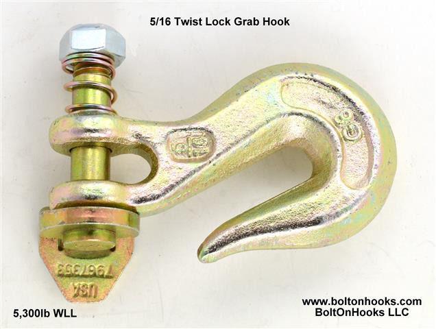 5/16 G80 Twist Lock© Grab Hook - BoltOnHooks LLC